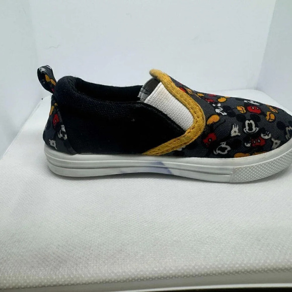 Disney Mickey Mouse Slip On Shoes Black Gray Yellow Toddler Size 5/6 - Picture 6 of 8
